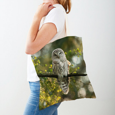 Fashion Wild Animal Bird Owl Shopper Bag Tote τσάντα καμβά και στις δύο όψεις Casual φοιτητική τσάντα ώμου για γυναίκες Παιδιά