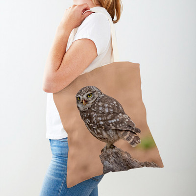 Fashion Wild Animal Bird Owl Shopper Bag Tote τσάντα καμβά και στις δύο όψεις Casual φοιτητική τσάντα ώμου για γυναίκες Παιδιά