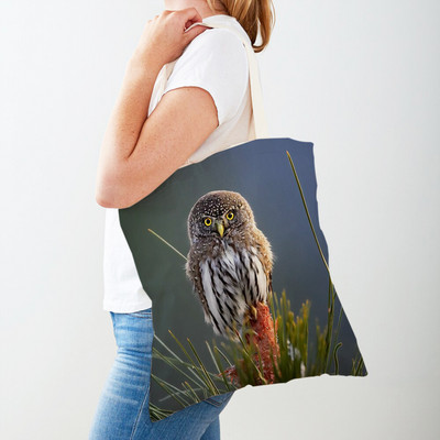 Fashion Wild Animal Bird Owl Shopper Bag Tote τσάντα καμβά και στις δύο όψεις Casual φοιτητική τσάντα ώμου για γυναίκες Παιδιά