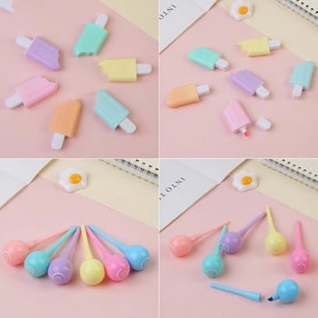 6 бр. Creative Mini Cat Paw Ice Cream Highlighter Student Art Painting Graffiti Marker Pen Училищен подарък Kawaii Канцеларски материали