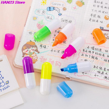 6 τμχ/Σετ Creative Pill Shape Mini Colorful Candy Color Highlighters Μαρκαδόροι δώρου Χρώμα στυλό γραφικής ύλης 1,5*5cm