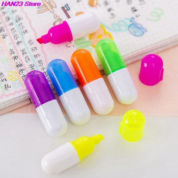 6 бр./компл. креативна форма на хапче мини цветни хайлайтери в цвят бонбон рекламни маркери подарък канцеларски материали цветни химикалки 1,5*5 см