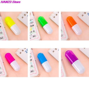 6 τμχ/Σετ Creative Pill Shape Mini Colorful Candy Color Highlighters Μαρκαδόροι δώρου Χρώμα στυλό γραφικής ύλης 1,5*5cm