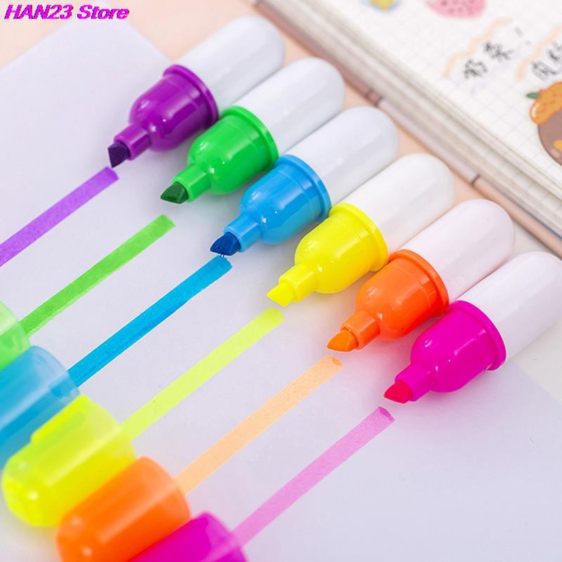 6 бр./компл. креативна форма на хапче мини цветни хайлайтери в цвят бонбон рекламни маркери подарък канцеларски материали цветни химикалки 1,5*5 см