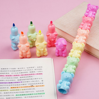 Kawaii 5 цвята Little Bear Флуоресцентни маркери Набор от маркери Писалки Живопис Маркирайте сладък канцеларски материал Ученически пособия