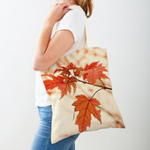 Kanada Maple Leaf Lady Shopper Bag Tote Kézitáska Plant Tree Virág Dupla nyomtatás Újrafelhasználható alkalmi vászon női bevásárlótáskák