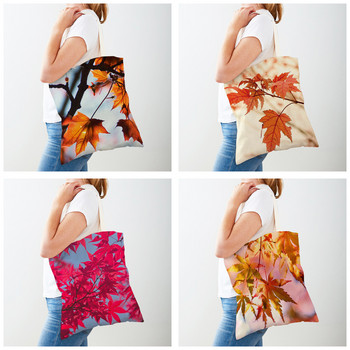 Canada Maple Leaf Lady Shopper Bag Tote Handbag Plant Tree Flower Double Print Επαναχρησιμοποιούμενες Casual Canvas Γυναικείες τσάντες αγορών