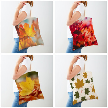 Canada Maple Leaf Lady Shopper Bag Tote Handbag Plant Tree Flower Double Print Επαναχρησιμοποιούμενες Casual Canvas Γυναικείες τσάντες αγορών