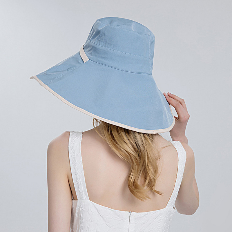 Дамска слънцезащитна слънцезащитна шапка на открито Изцяло вързана, двойна голяма слънчева шапка с поля, плажна шапка, естествена коса