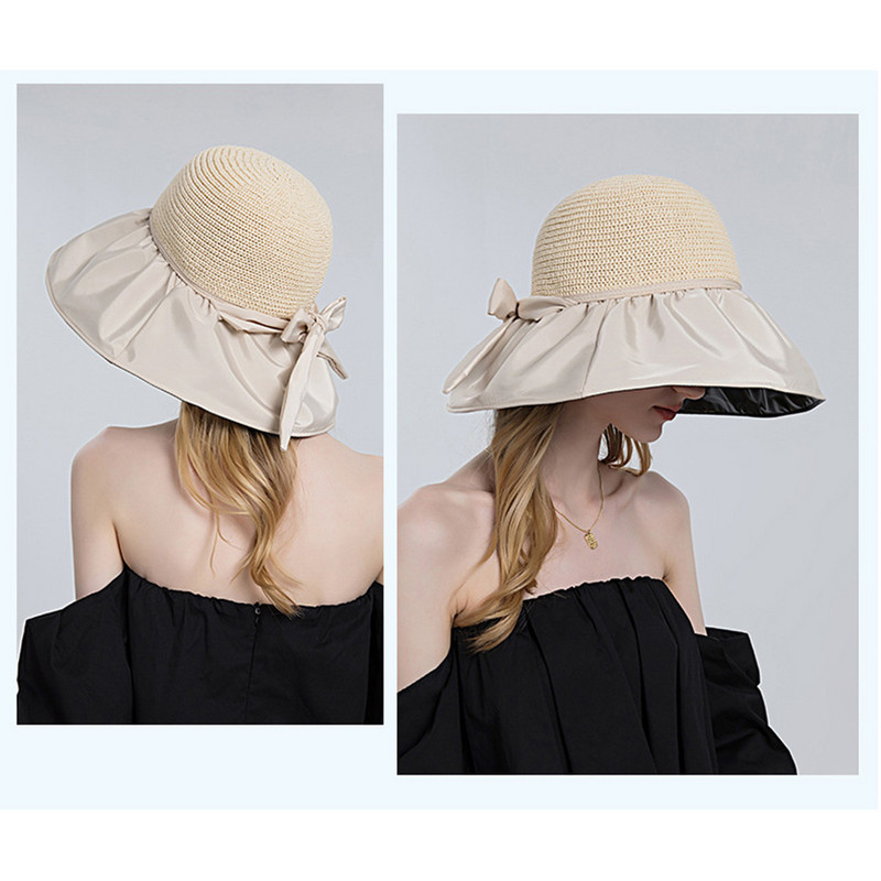 Дамска слънцезащитна шапка за открито на открито Изцяло вързана двойна голяма слънчева шапка с периферия Шапка за туризъм голяма