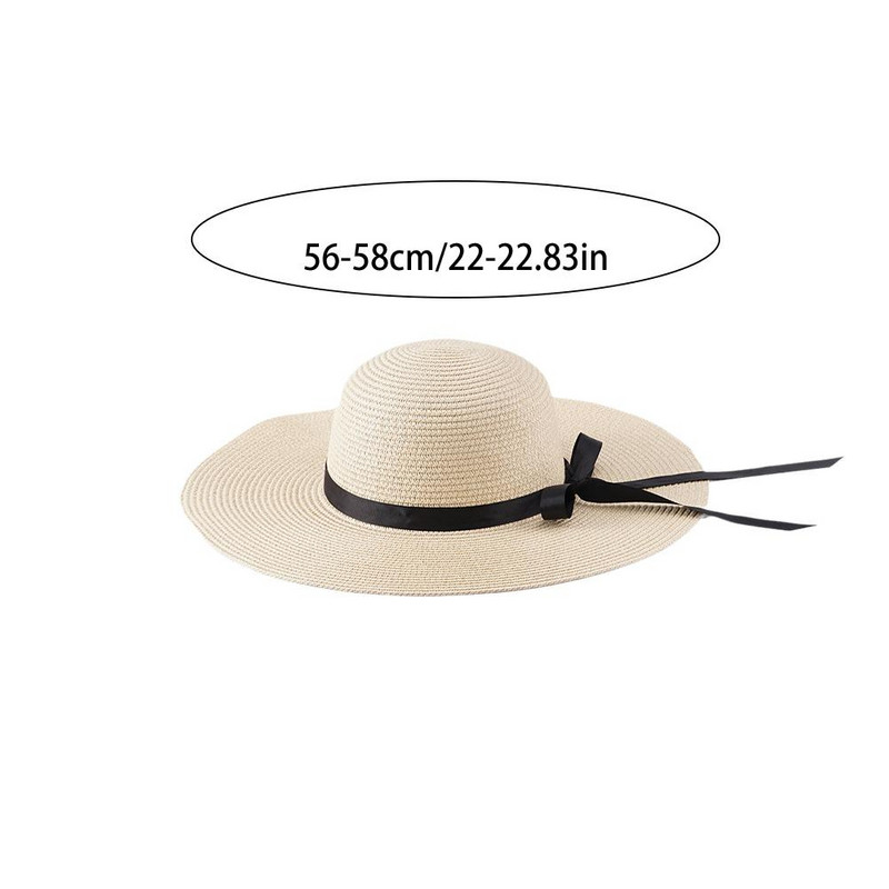 Сгъваеми плажни шапки Сламени шапки с широка периферия за жени Летен морски сенник UV защита Празнична мода Панама Голяма готина шапка