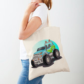 Τσάντα αγορών America Monster Truck Tote Τσάντα αγορών για γυναίκες Casual Cartoon Car Body Sided Fashion Lady Canvas τσάντα αγορών