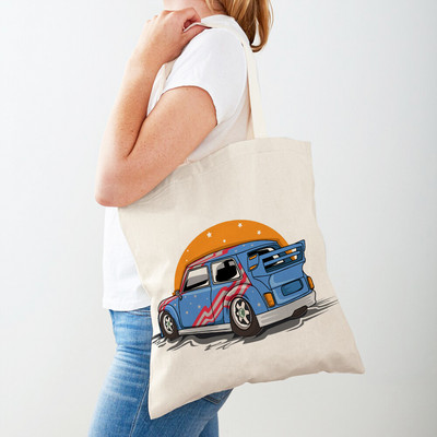 Τσάντα αγορών America Monster Truck Tote Τσάντα αγορών για γυναίκες Casual Cartoon Car Body Sided Fashion Lady Canvas τσάντα αγορών