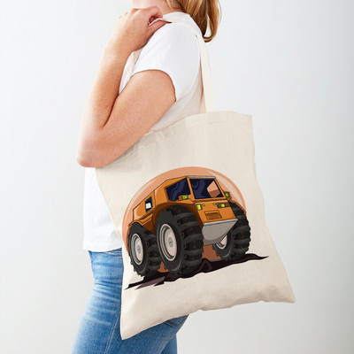 Τσάντα αγορών America Monster Truck Tote Τσάντα αγορών για γυναίκες Casual Cartoon Car Body Sided Fashion Lady Canvas τσάντα αγορών