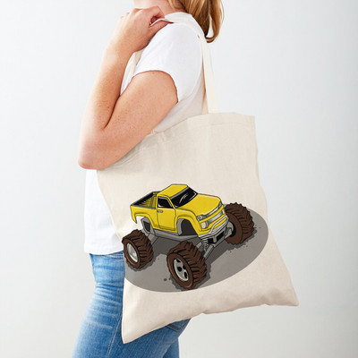 Τσάντα αγορών America Monster Truck Tote Τσάντα αγορών για γυναίκες Casual Cartoon Car Body Sided Fashion Lady Canvas τσάντα αγορών
