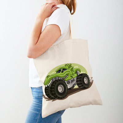 Τσάντα αγορών America Monster Truck Tote Τσάντα αγορών για γυναίκες Casual Cartoon Car Body Sided Fashion Lady Canvas τσάντα αγορών