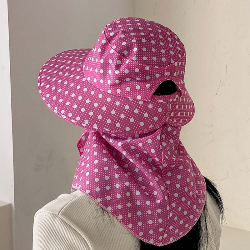 Шапка Външна шапка за майка Слънце Шапки с голяма периферия Туристически шапки с капак на врата Дамска слънчева шапка Кофа Шапка Лятна UV защита