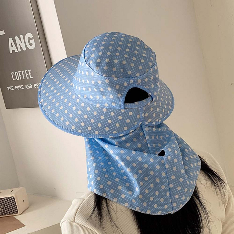 Шапка Външна шапка за майка Слънце Шапки с голяма периферия Туристически шапки с капак на врата Дамска слънчева шапка Кофа Шапка Лятна UV защита