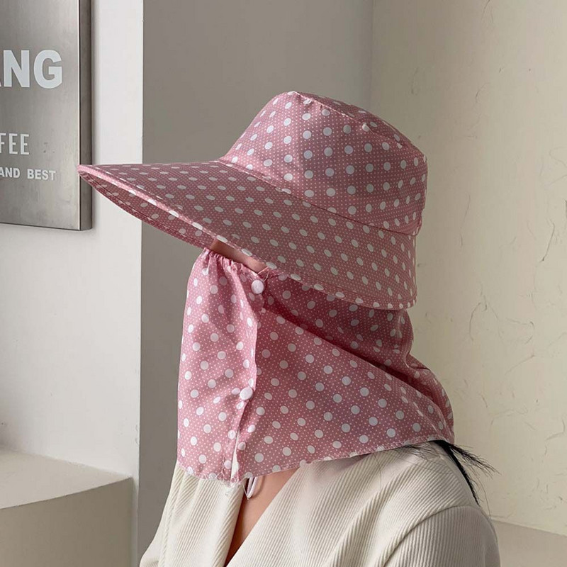 Шапка Външна шапка за майка Слънце Шапки с голяма периферия Туристически шапки с капак на врата Дамска слънчева шапка Кофа Шапка Лятна UV защита