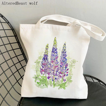 Γυναικεία τσάντα αγορών Λουλούδια Εμπνευσμένη προσφορά Wildflowers Τσάντα κίνητρου Harajuku Καμβάς τσάντα αγορών κορίτσι Tote Shoulder Lady Bag