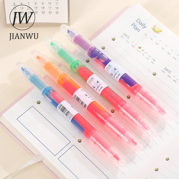 JIANWU 4 τεμάχια/σετ Απλό σχέδιο γραφής Σταθερό Διπλή κεφαλή ίσιο υγρό επισήμανσης δύο χρωμάτων Δημιουργικά προμήθειες για μαθητές