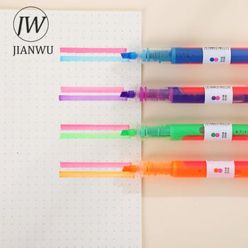 JIANWU 4 τεμάχια/σετ Απλό σχέδιο γραφής Σταθερό Διπλή κεφαλή ίσιο υγρό επισήμανσης δύο χρωμάτων Δημιουργικά προμήθειες για μαθητές