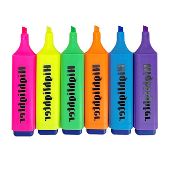 6Pcs Set Candy Color Highlighter 4mm Art Marker с наклонен връх Флуоресцентна писалка Office School Wrting Рисуване Графити Канцеларски материали