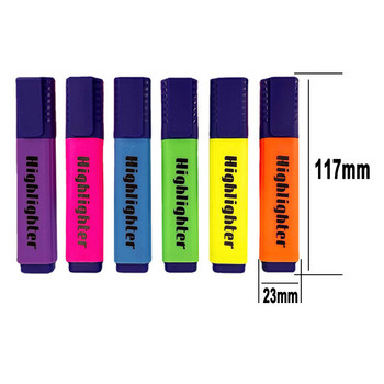 6Pcs Set Candy Color Highlighter 4mm Art Marker с наклонен връх Флуоресцентна писалка Office School Wrting Рисуване Графити Канцеларски материали