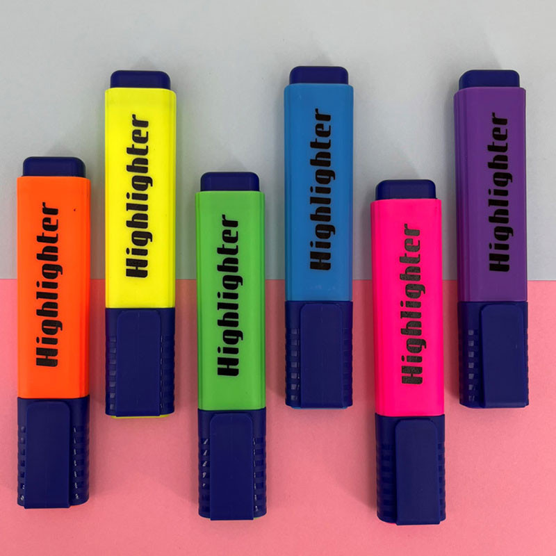 Set 6 bucăți marcator de culoare bomboană, marcator de artă cu vârf oblic de 4 mm, stilou fluorescent, birou, școală, scris, desen, graffiti, papetărie