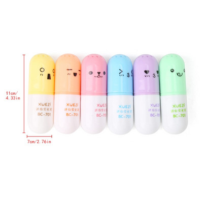 B2RC 6 τμχ Mini Pill Leaves Eggs Shaped Highlighter Stens for Writing