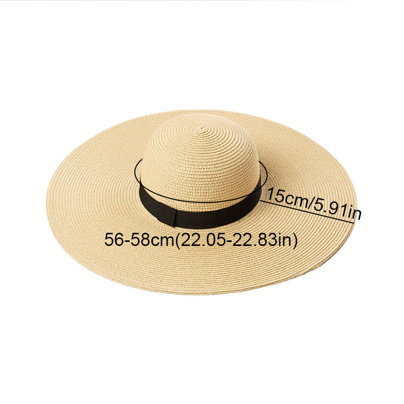 Панама Празнична сламена шапка Лятна нова черна мрежеста женска слънцезащитна покривка Морска ваканция Ваканционна сгъваема плажна шапка за слънце