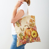 Ρετρό Rural Watercolor Pumpkin Τσάντα Shopper Τσάντα και στις δύο όψεις Cartoon House Tote Casual Lady Canvas Γυναικείες τσάντες αγορών