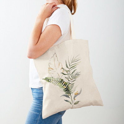 Monstera Banana Brown Tropical Leaf Tote for Lady Handbag Shopper Bag Double print Fashion Canvas Canvas Women Τσάντες αγορών