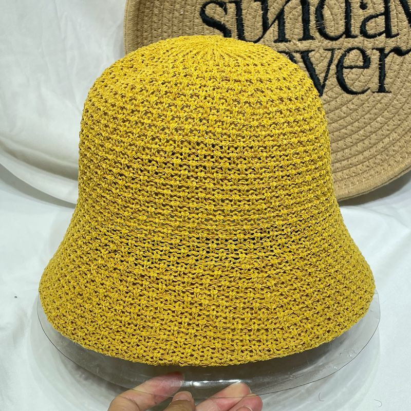 Японска едноцветна плетена рибарска шапка Дамска пролет и лято 썬캡 Кухи дишащи сенници Шапки за мивка Сгъваема капачка с кофа
