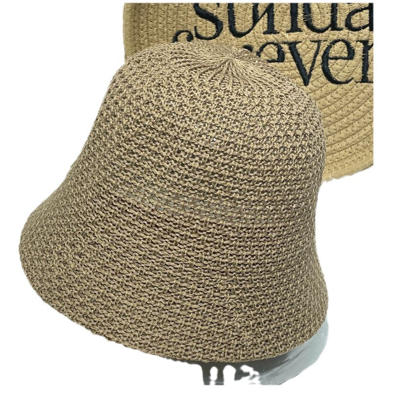 Японска едноцветна плетена рибарска шапка Дамска пролет и лято 썬캡 Кухи дишащи сенници Шапки за мивка Сгъваема капачка с кофа