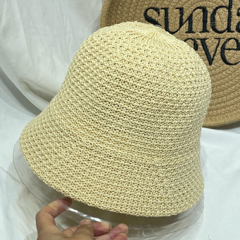 Японска едноцветна плетена рибарска шапка Дамска пролет и лято 썬캡 Кухи дишащи сенници Шапки за мивка Сгъваема капачка с кофа