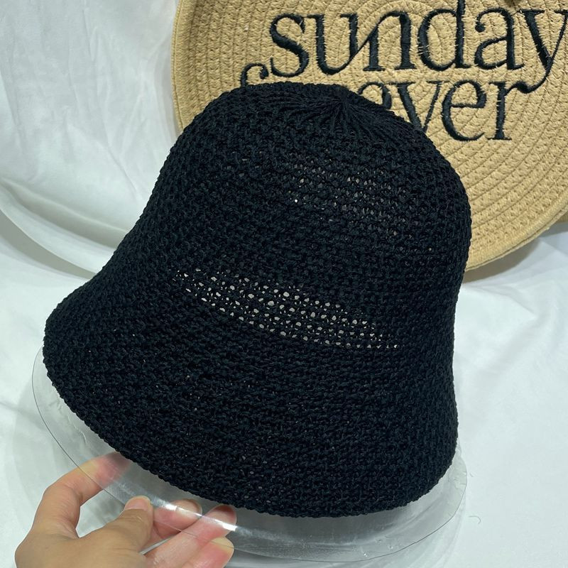 Японска едноцветна плетена рибарска шапка Дамска пролет и лято 썬캡 Кухи дишащи сенници Шапки за мивка Сгъваема капачка с кофа