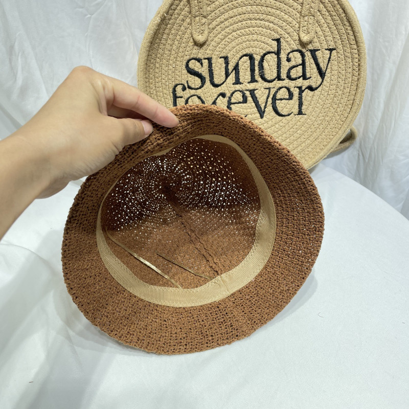 Японска едноцветна плетена рибарска шапка Дамска пролет и лято 썬캡 Кухи дишащи сенници Шапки за мивка Сгъваема капачка с кофа