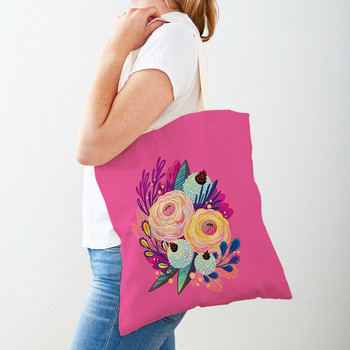 Monet Anatomy Flower Γυναικείες τσάντες αγορών με διπλό τύπωμα διακόσμηση Floral φυτό Casual τσάντα ώμου καμβά για παιδική τσάντα αγοραστή