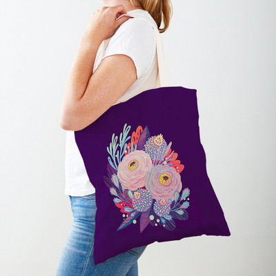 Monet Anatomy Flower Γυναικείες τσάντες αγορών με διπλό τύπωμα διακόσμηση Floral φυτό Casual τσάντα ώμου καμβά για παιδική τσάντα αγοραστή