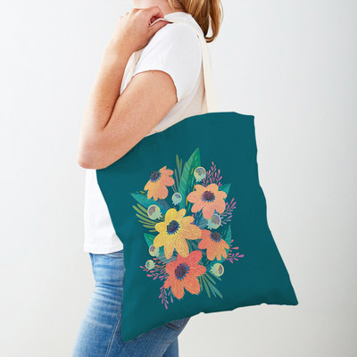 Monet Anatomy Flower Γυναικείες τσάντες αγορών με διπλό τύπωμα διακόσμηση Floral φυτό Casual τσάντα ώμου καμβά για παιδική τσάντα αγοραστή