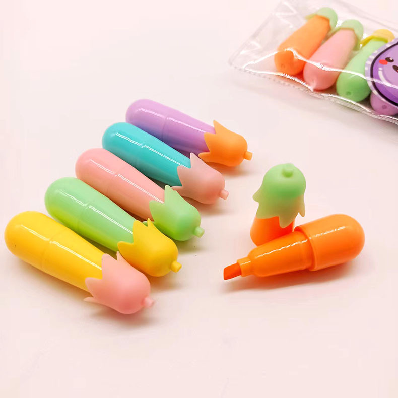 5 bucăți evidențiere mini vinete evidențiator marker pix multicolor marca de bifa papetărie pentru studenți birou școală scris