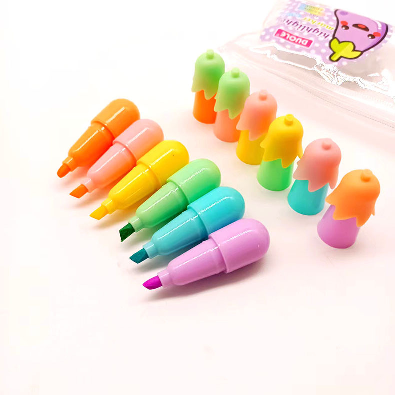 5 bucăți evidențiere mini vinete evidențiator marker pix multicolor marca de bifa papetărie pentru studenți birou școală scris