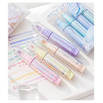 4 τμχ/Σετ Sparkling Girl\'s Heart Highlighter Glitter Fluorescent Pen DIY Painting Hand Ledger Color Pen Marker Pen Stationery