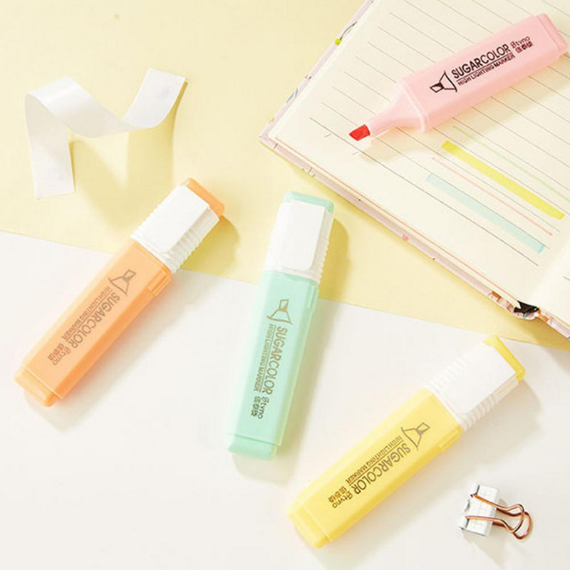 Лек хайлайтър Жив бонбонен комплект хайлайтъри за студенти Офис консумативи Бързосъхнещ връх с длето без изтичане