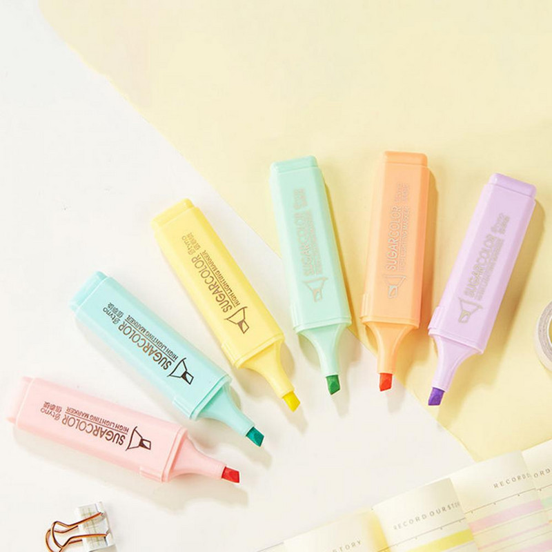 Лек хайлайтър Жив бонбонен комплект хайлайтъри за студенти Офис консумативи Бързосъхнещ връх с длето без изтичане