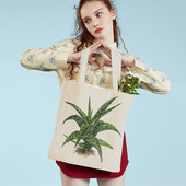 Τσάντα αγορών Floral Plant για γυναίκες Επαναχρησιμοποιήσιμη Μόδα κινουμένων σχεδίων Τριαντάφυλλο λουλούδι με εκτύπωση και στις δύο όψεις Casual πτυσσόμενη τσάντα από καμβά