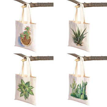 Τσάντα αγορών Floral Plant για γυναίκες Επαναχρησιμοποιήσιμη Μόδα κινουμένων σχεδίων Τριαντάφυλλο λουλούδι με εκτύπωση και στις δύο όψεις Casual πτυσσόμενη τσάντα από καμβά