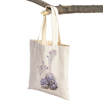 Τσάντα αγορών Floral Plant για γυναίκες Επαναχρησιμοποιήσιμη Μόδα κινουμένων σχεδίων Τριαντάφυλλο λουλούδι με εκτύπωση και στις δύο όψεις Casual πτυσσόμενη τσάντα από καμβά