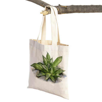 Τσάντα αγορών Floral Plant για γυναίκες Επαναχρησιμοποιήσιμη Μόδα κινουμένων σχεδίων Τριαντάφυλλο λουλούδι με εκτύπωση και στις δύο όψεις Casual πτυσσόμενη τσάντα από καμβά